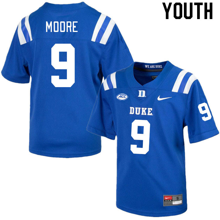 Youth #9 Jaquez Moore Duke Blue Devils College Football Jerseys Stitched-Royal